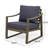 Dark Grey Water- Cushion Club Chair Made Of Robust Wood For Outdoor With Frame And Seat Cushions Outdoors