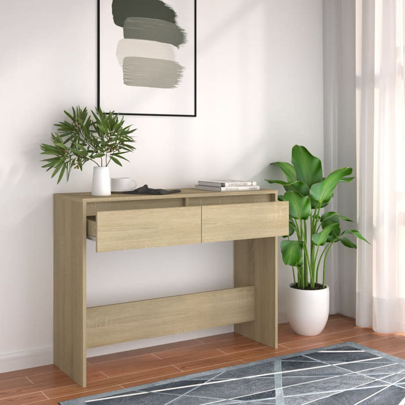 Isaish Console Table, 76.5cm H x 100cm W x 35cm D, Sonoma Oak