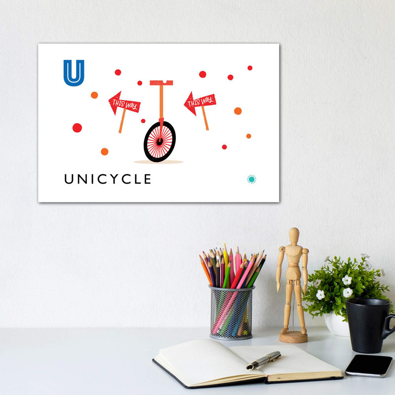 «U Is for Monicycle» - Impression, H 8 po x l 12 po x P 0,75 po, Toile tendue, Aucun mat
