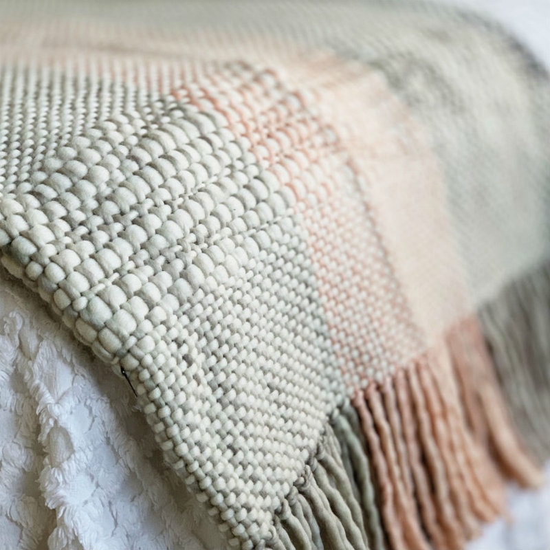 Ushuaia Hand Woven Throw Blanket, Coral