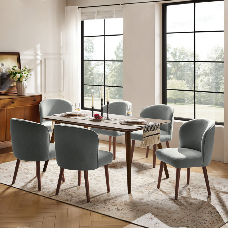 Upholstered Dining Chair, Grey, 6