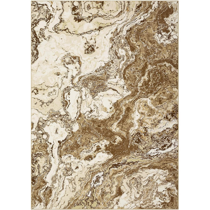 Modern Abstract Area Rug Low Pile Washable & Non-Slip Carpet for Living Room, Bedroom,, Rectangle 6' x 9'