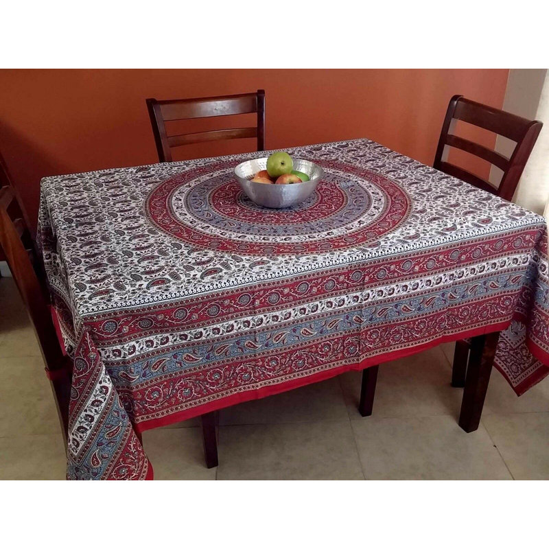 Tapisserie mandala en coton motif cachemire, H 64 po x l 88 po, Rouge / Mauve