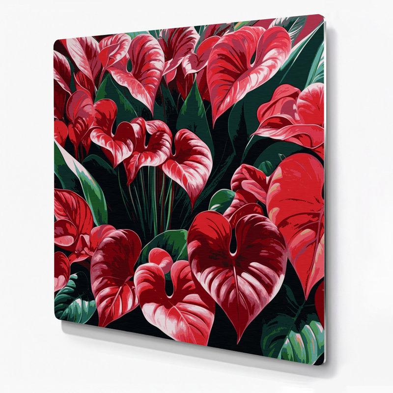 Art mural hawaïen Anthurium noir en métal