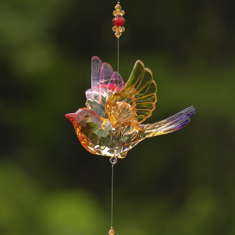 Ensemble de 6 décorations suspendues en acrylique avec mésange en forme de losange