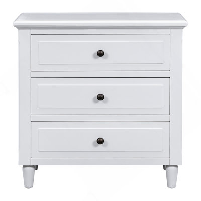 3-Drawer Nightstand Storage Wood Cabinet
