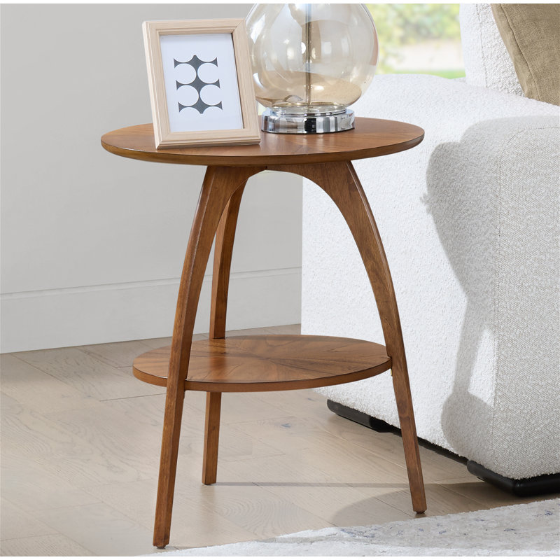 Atreu Three Leg End Table with Storage, Cinnamon
