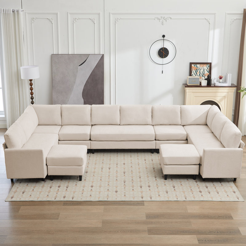 Canapé modulaire Dorch, Tissu beige