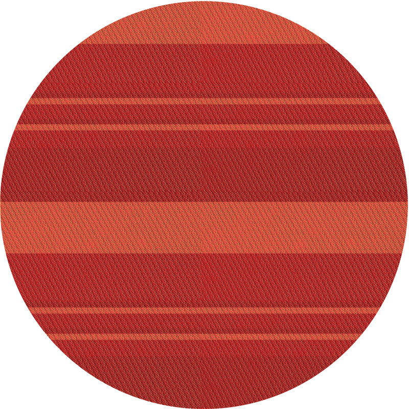 Tapis rayé orange en laine, Rond 6 pi