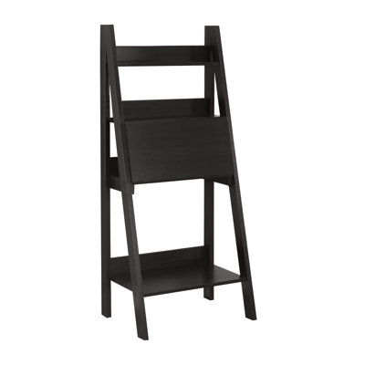 61-Inch Leaning Ladder Computer Desk in Espresso Finish for Home Office