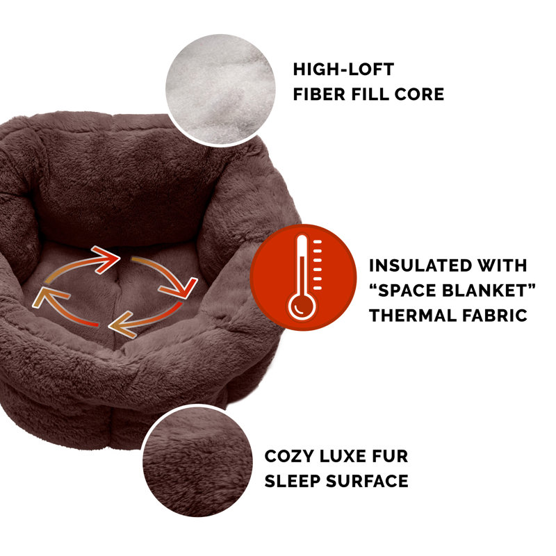 Small Sable Brown Faux Fur Cuddler Pet Bed
