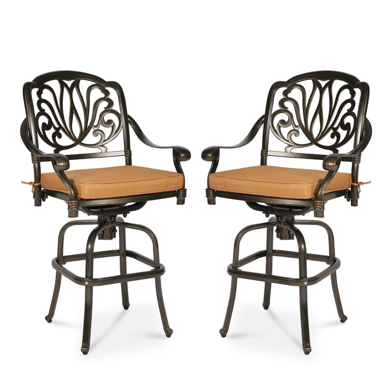 Tabouret de bar 45,8 po avec coussin, Bronze foncé, Kaki
