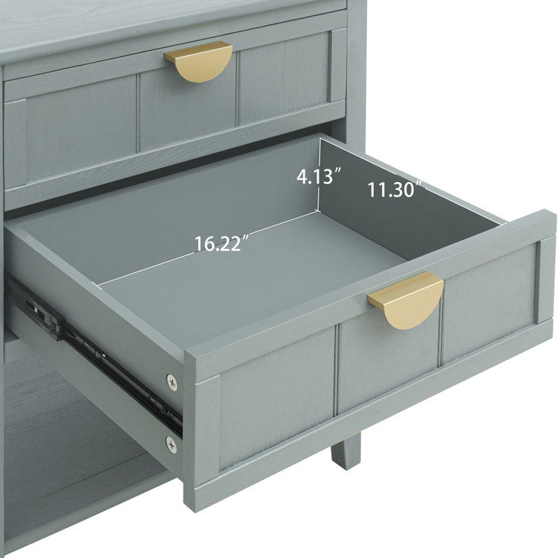 Table de chevet / table de bout 2 tiroirs American Furniture, Vert olive