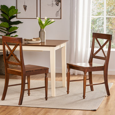 Ensemble de chaises de salle à manger en bois d'acacia, 2 pièces, chêne foncé
