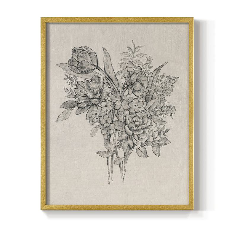 Floral Bouquet I, reproduction encadrée - bois massif, H 20 po x l 16 po, Or