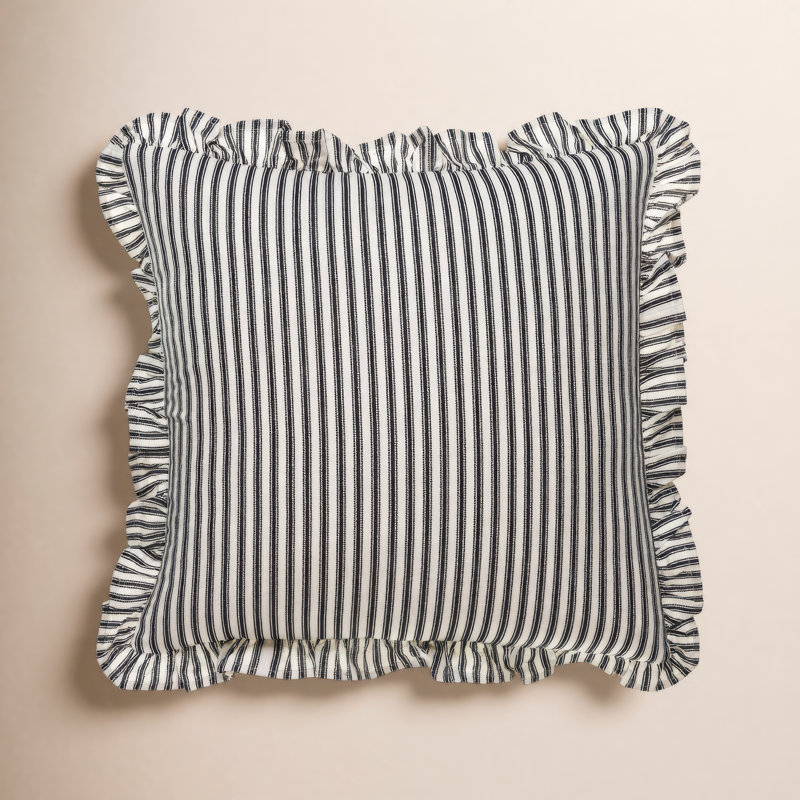 Coussin Aneatra, 20 po x 20 po, Housse de coussin seulement - sans coussin, Rayures noires