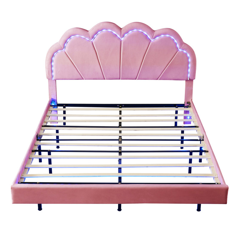 Kasmira Upholstered Platform Bed, Pink, Queen
