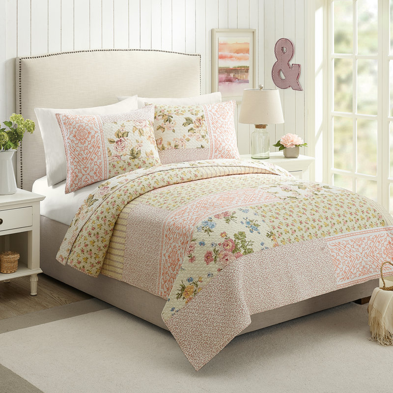 Taie décorative matelassée 100% coton Sweet Blooms, Très grand lit