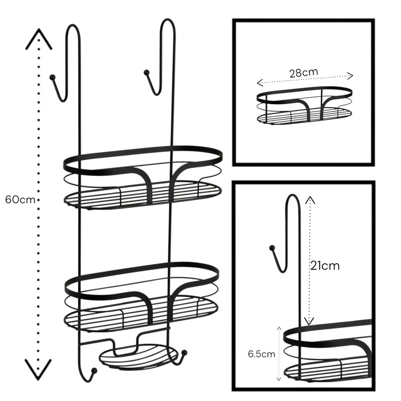 Dante Steel Freestanding Bathroom Shelves, Black