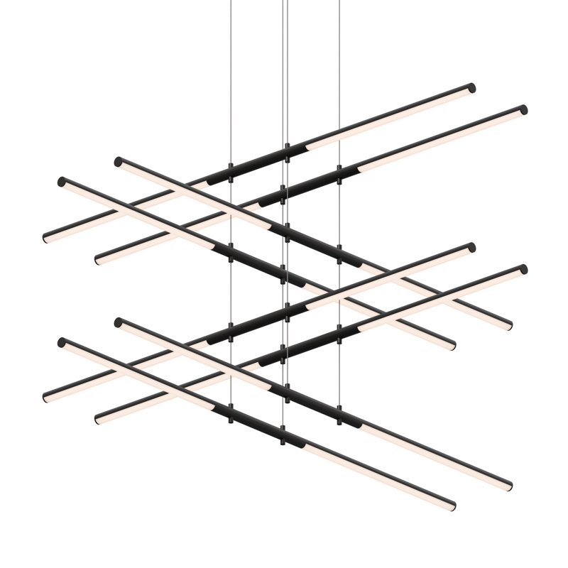 Tik-Tak 16 - Light Dimmable LED Tiered Chandelier, Satin Black