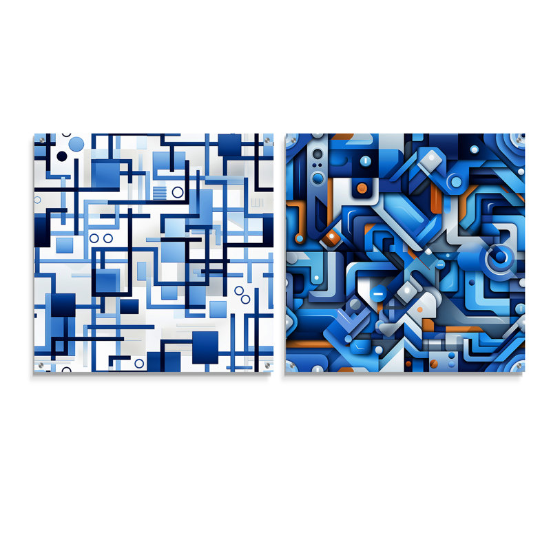 Coursen - Ensemble de 2 verres muraux géométriques abstraits en acrylique, H 16 po x l 33 po