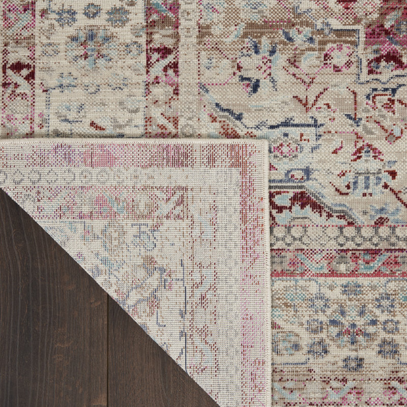 Tapis oriental rouge / ivoire / bleu Benedikt, Rectangle 2 pi x 4 pi