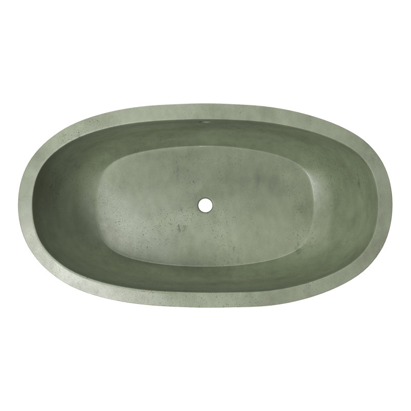 Avalon NativeStone Freestanding Soaking Cement Bathtub, 22" H x 36" W x 66" L, Sage
