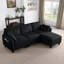 Canapé d'angle en chenille noire de 216 cm (85 po), rangement pour salon, design modulable flexible, chenille, coussins-1765720254-1765720255