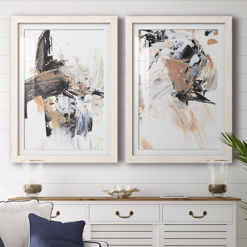 " Ruckus I " 2 - Pieces, White Framed, 27.5" H x 75" W x 1.5" D