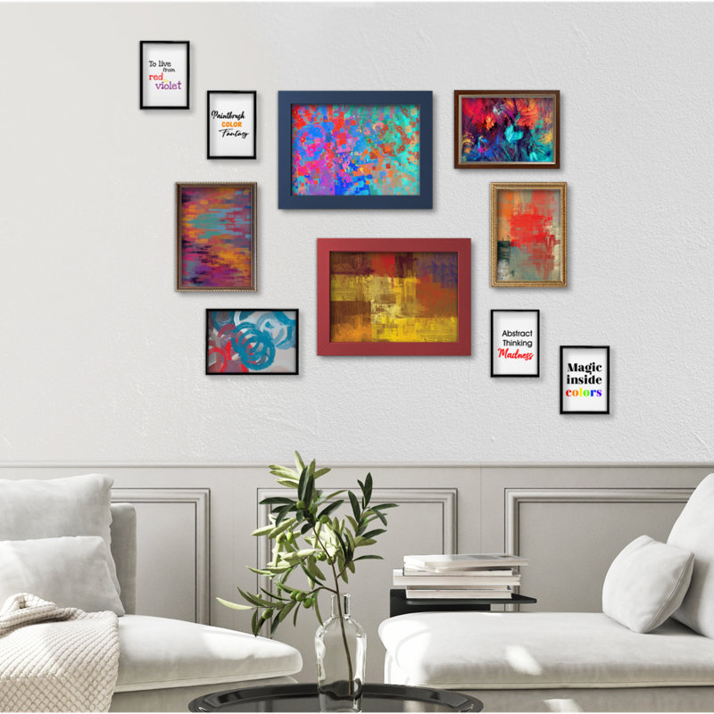 Giallobus - Set 10 Poster Da Parete - Raccolta Astratti Moderni 1 - Carta Patinata - | 2 X A3 42X30cm | 4 X A4 30X21cm | 4 X A5 21X15cm | - Senza CORNICI - Stampe Moderne Soggiorno