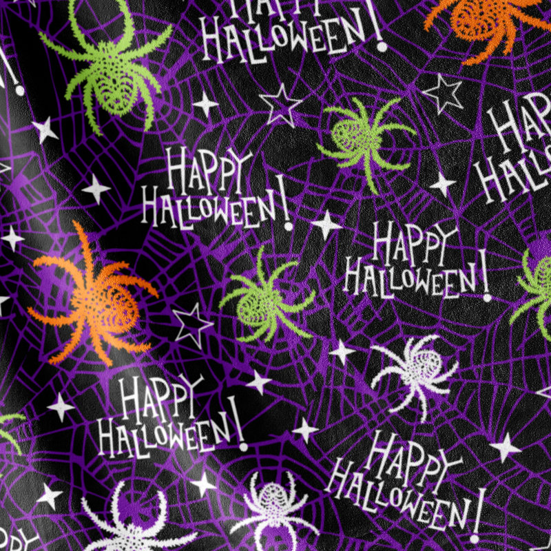  Jeté velours peluche Halloween, Vert, rouge et mauve