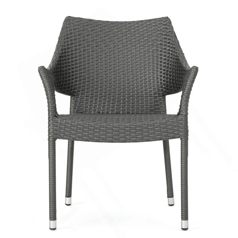 MIRAGE GREY PE WICKER STACKING ARMCHAIR,1PC