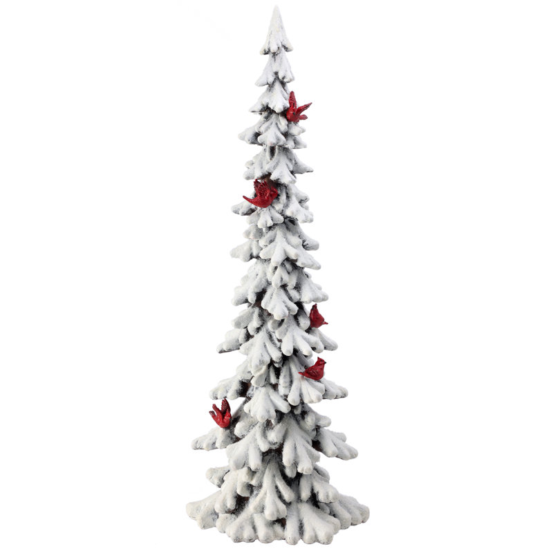Arbre à neige 25 po en résine avec cardinaux volants