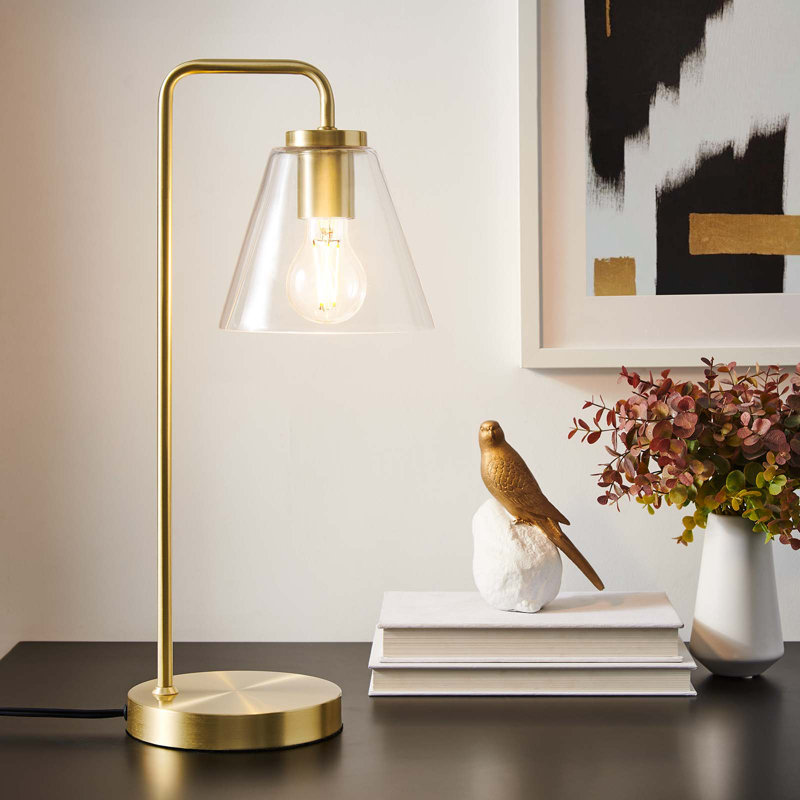 Modway Element Glass Table Lamp, Satin Brass