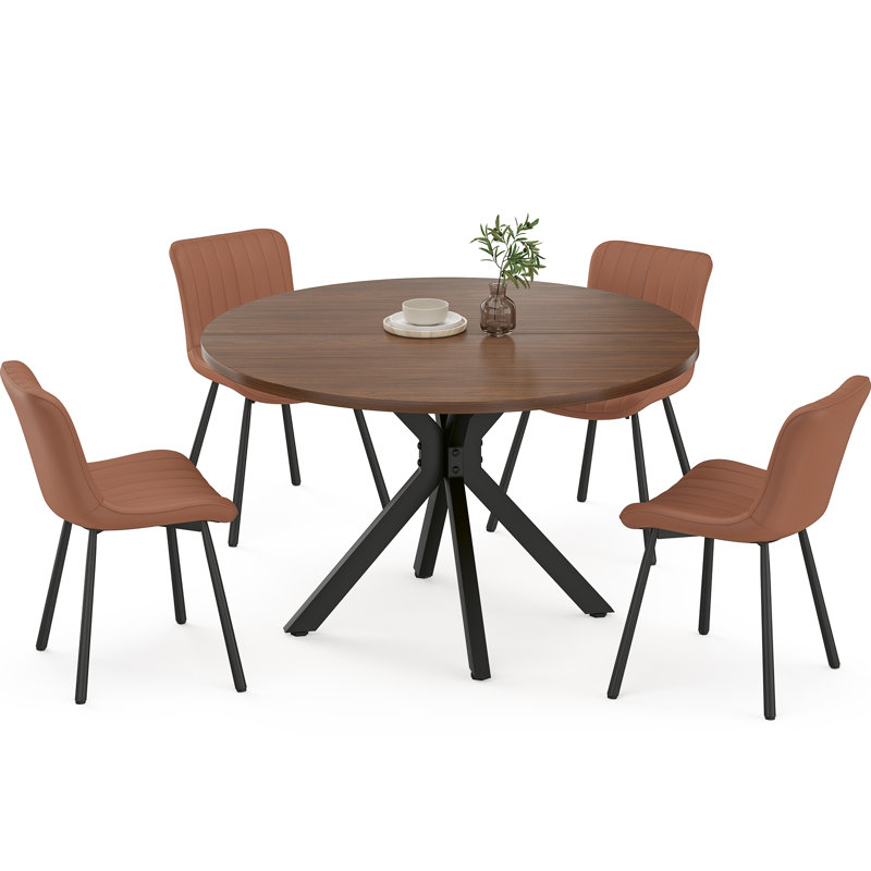 120 cm Beech Round Dining Table, Walnut