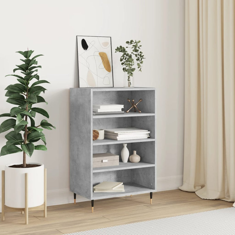 Linntown 90cm H x 57cm W Standard Bookcase, Concrete Grey