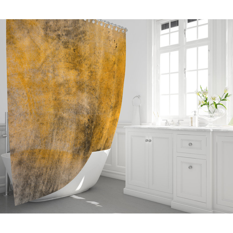 Rideau de douche jaune et noir rustique, H 72 po x l 70 po