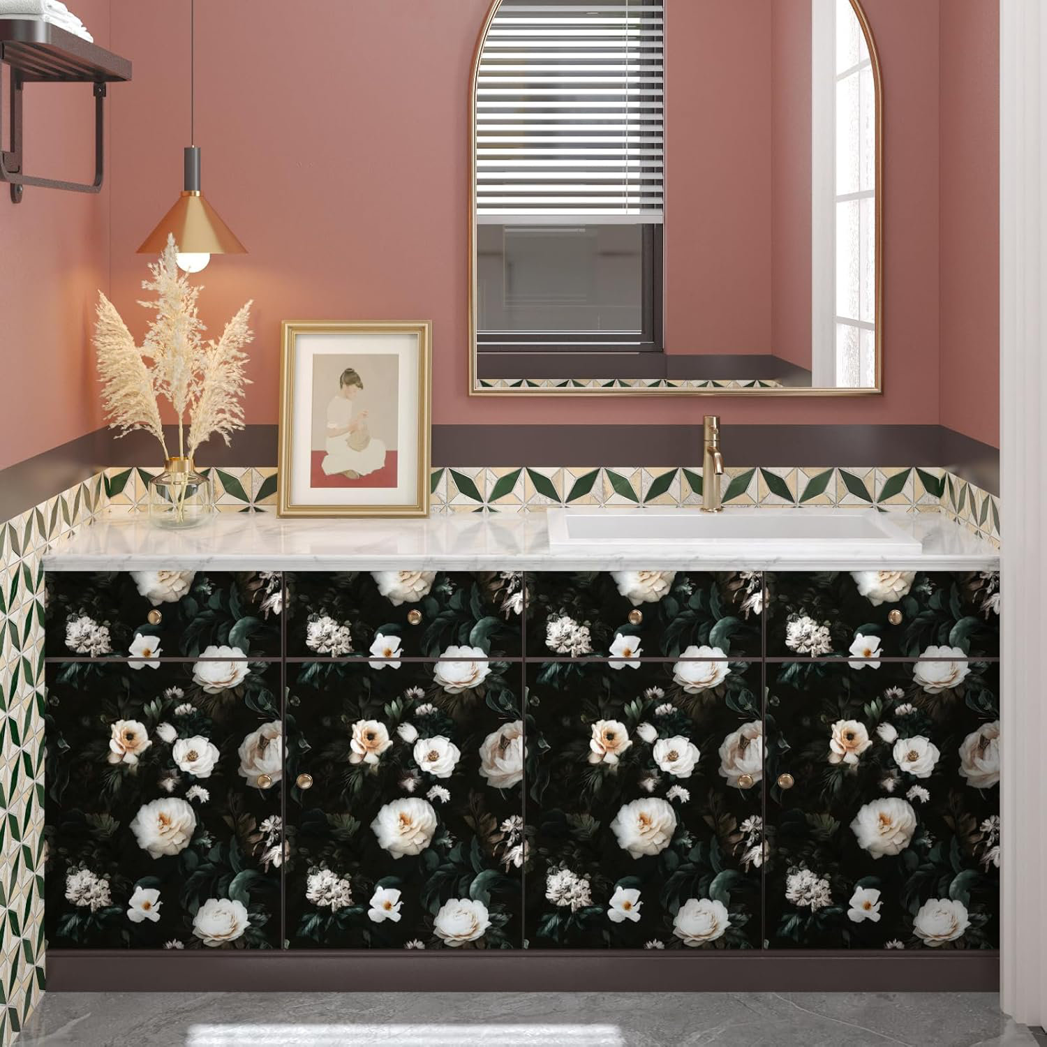 Red Barrel Studio® Black Floral Peel And Stick Wallpaper - Waterproof ...