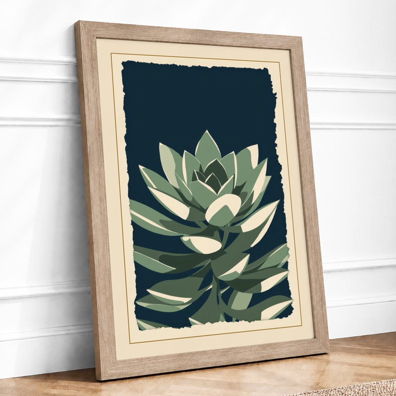 Gilded Succulent Botanical - Framed Print, A4 - 29.7 x 21.0 cm, Oak