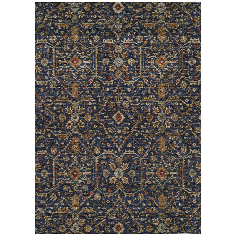 Machine Washable Indoor/Outdoor Chantille ACN1130 Navy Rug