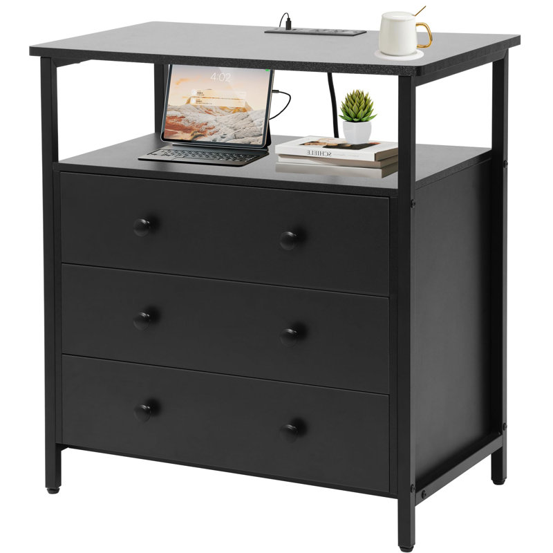 Jhadiel 27'' W Nightstand, Black/Black