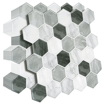 Carrelage mural auto-adhésif en vinyle hexagonal vert sauge 11,8 po x P 11,8 po pour cuisine, dosseret de salle de bain, véhicule récréatif et décoration intérieure