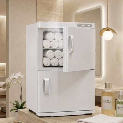 Chauffe-serviettes 46L avec fonction de séchage par stérilisation par UV, chauffe-serviettes électrique pour salle de bain, blanc