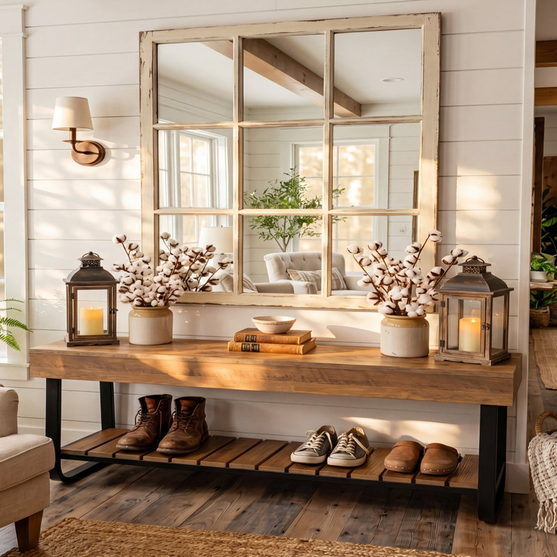Upholstered Engineered Wood Bench with Shelves