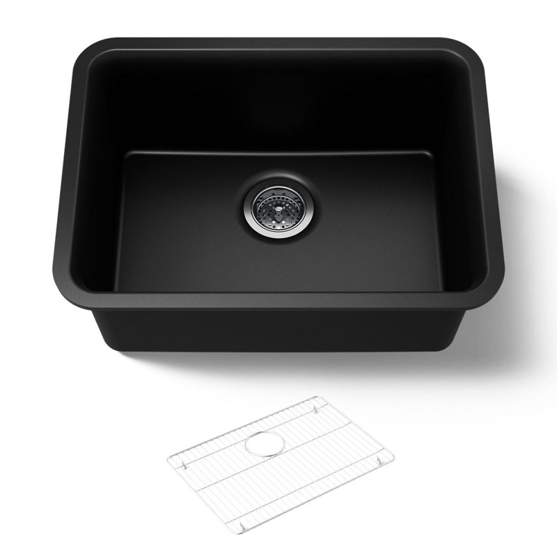 Cairn 25" L x 18" W Undermount Kitchen Sink With Accessories, Matte Black