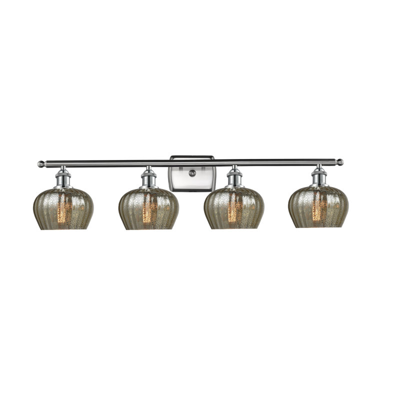 Patrina 4 - Light Dimmable Vanity Light, Brushed Satin Nickel, 6 Watt Vinage LED Bulb, Mercury