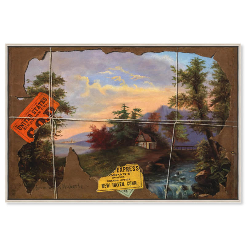 Torn in Transit Countryside Canvas Wall Art with Silver Frame