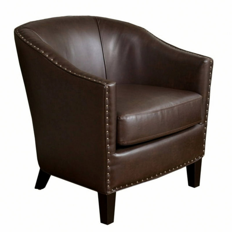 Single Accent Chair, Upholstered Club Chair, Brown