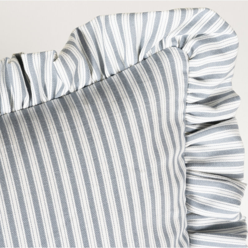 Birch Lane Polo Stripe Ruffled Accent Pillow, Feather, Light Blue