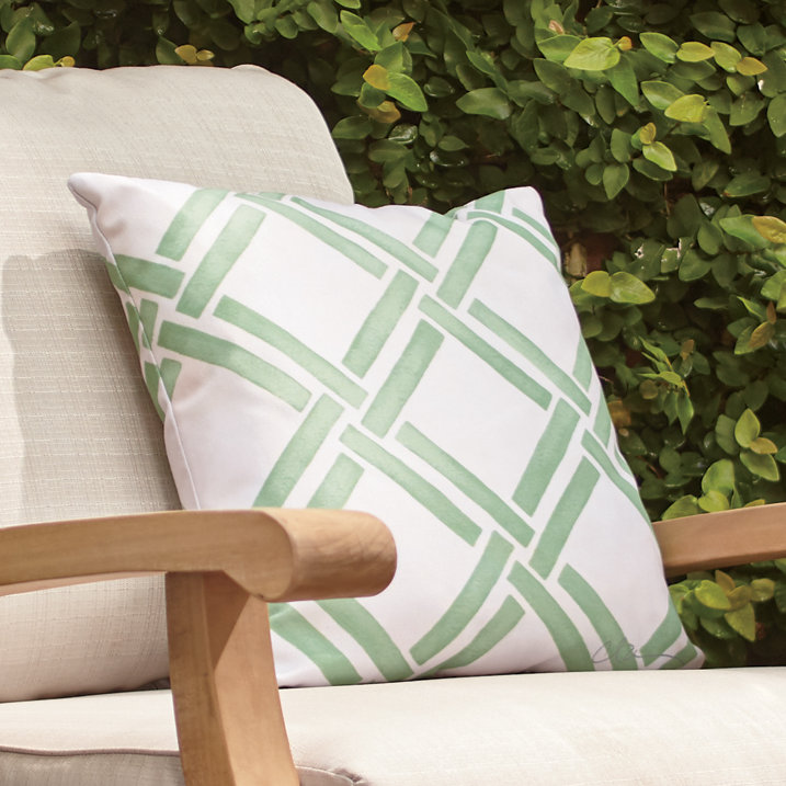 Geometric Reversible Throw Pillow, 18" x 18", Green